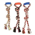 thumbnail image 4 of Mammoth Flossy Chews Cottonblend Twin Tug with Rubber Handle Rope Dog Toy, Large 24", Assorted Colors, 4 of 6