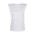 thumbnail image 2 of Gupgi Women Padded Shoulder T-shirts  Office Lady Sleeveless Solid Color Top, 2 of 9