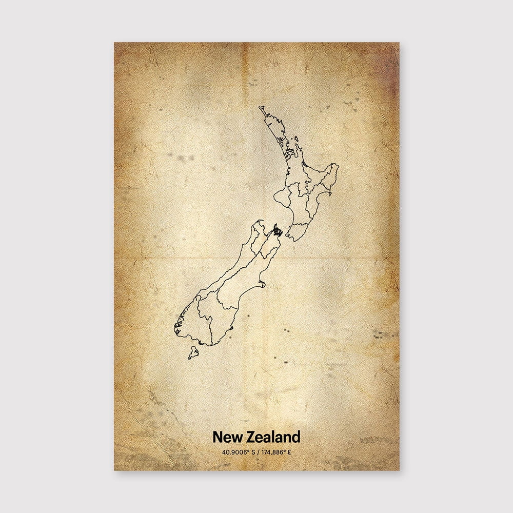 Minimalist New Zealand Map Print: NZ Line Art Posterfor Living Room Bedroom Office Farmhouse Neutral Home Artwork Ready to Hang 8x12 inch