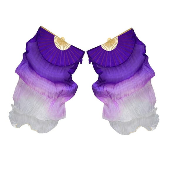 Hand Dance Belly Dance Silk Bamboo Fans Long s Party White