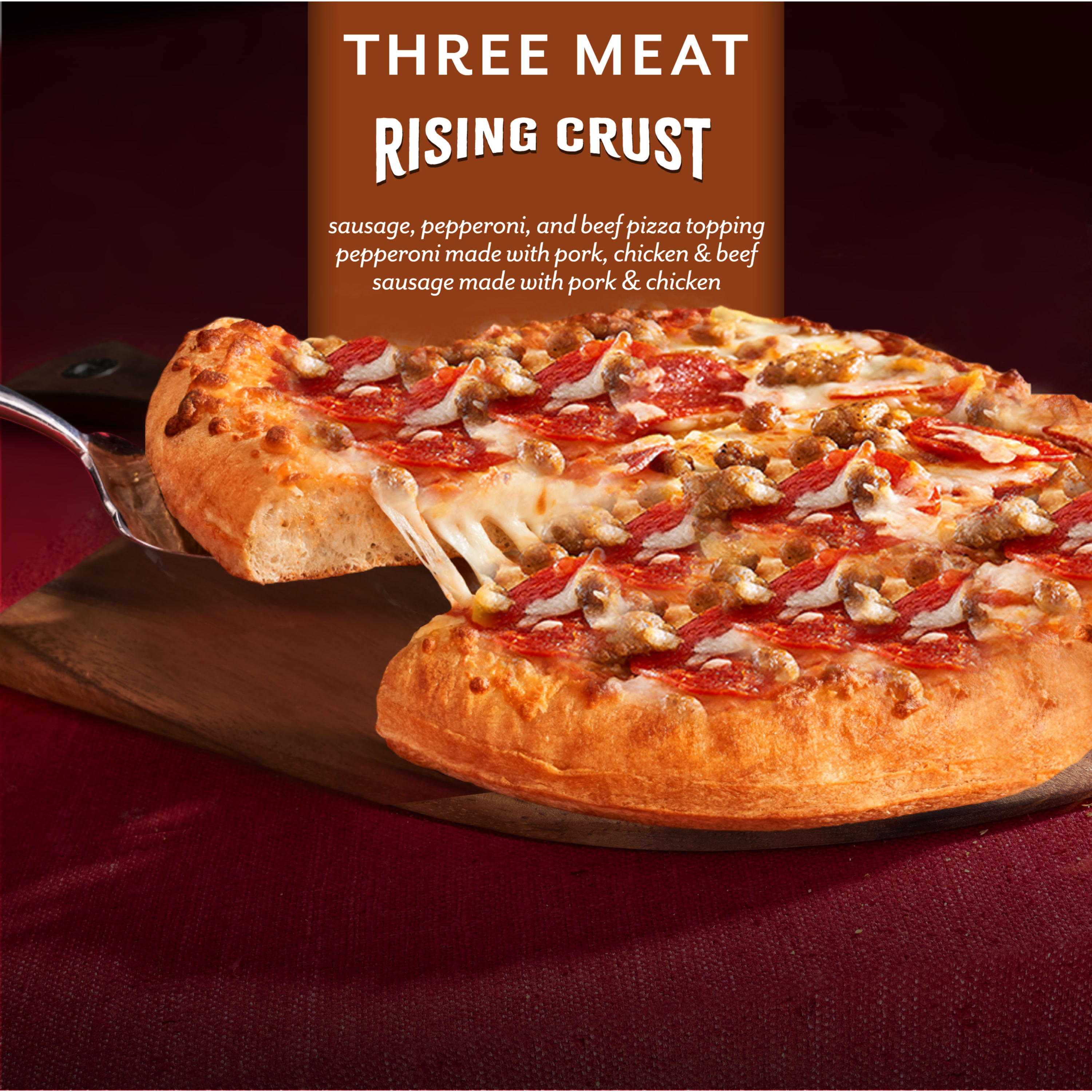 DiGiorno Frozen Pizza, Three Meat Rising Crust Pizza with Marinara Sauce, 29.8 oz (Frozen) - image 2 of 9