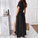 thumbnail image 4 of Vestido Midi De Cóctel Vestido de fiesta asimétrico de estilo bohemio Traje de playa con abertura frontal (Negro XL) Cgtredaw para Mujer Negro T L, 4 of 6