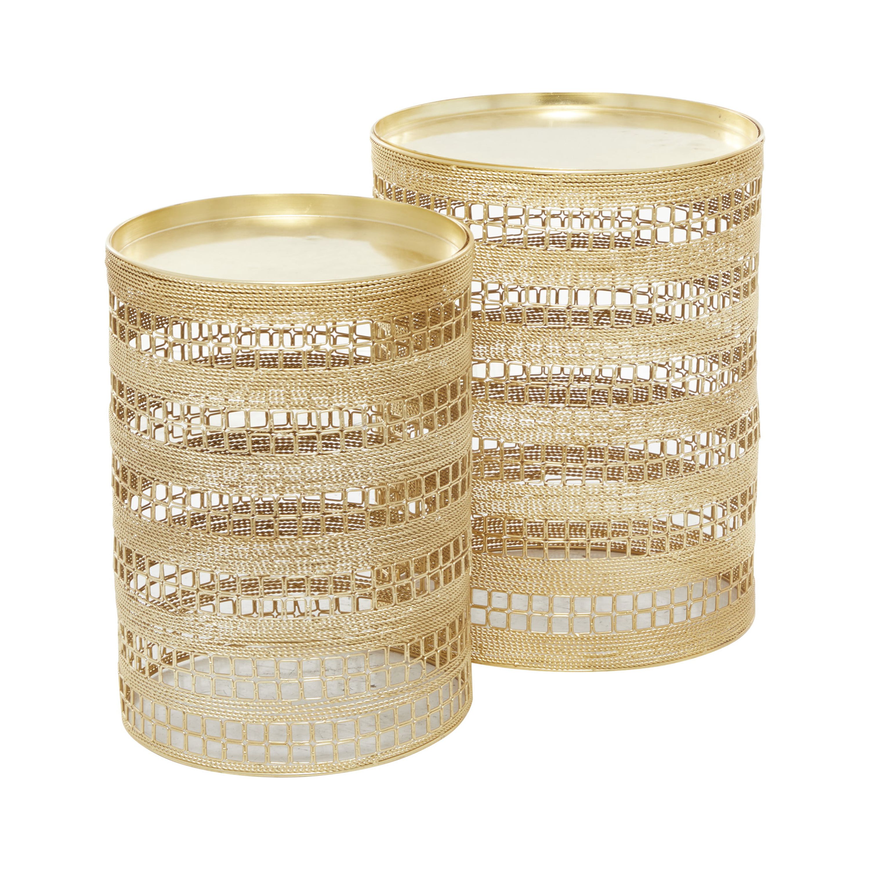 DecMode 14" x 18" Gold Metal Accent Table, 2-Pieces