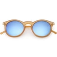 thumbnail image 1 of Retro Horn Rimmed Round Sunglasses Keyhole Bridge Colored Mirror Lens 48mm (Matte Orange / Blue Mirror), 1 of 4