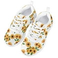 thumbnail image 3 of Suhoaziia White Sneakers for Girls Fashion Low Top Sunflower Graphic Print Footwear Lightweight Breathable Teenager Tennis Anti-Slip Shoes Size 3, 3 of 5
