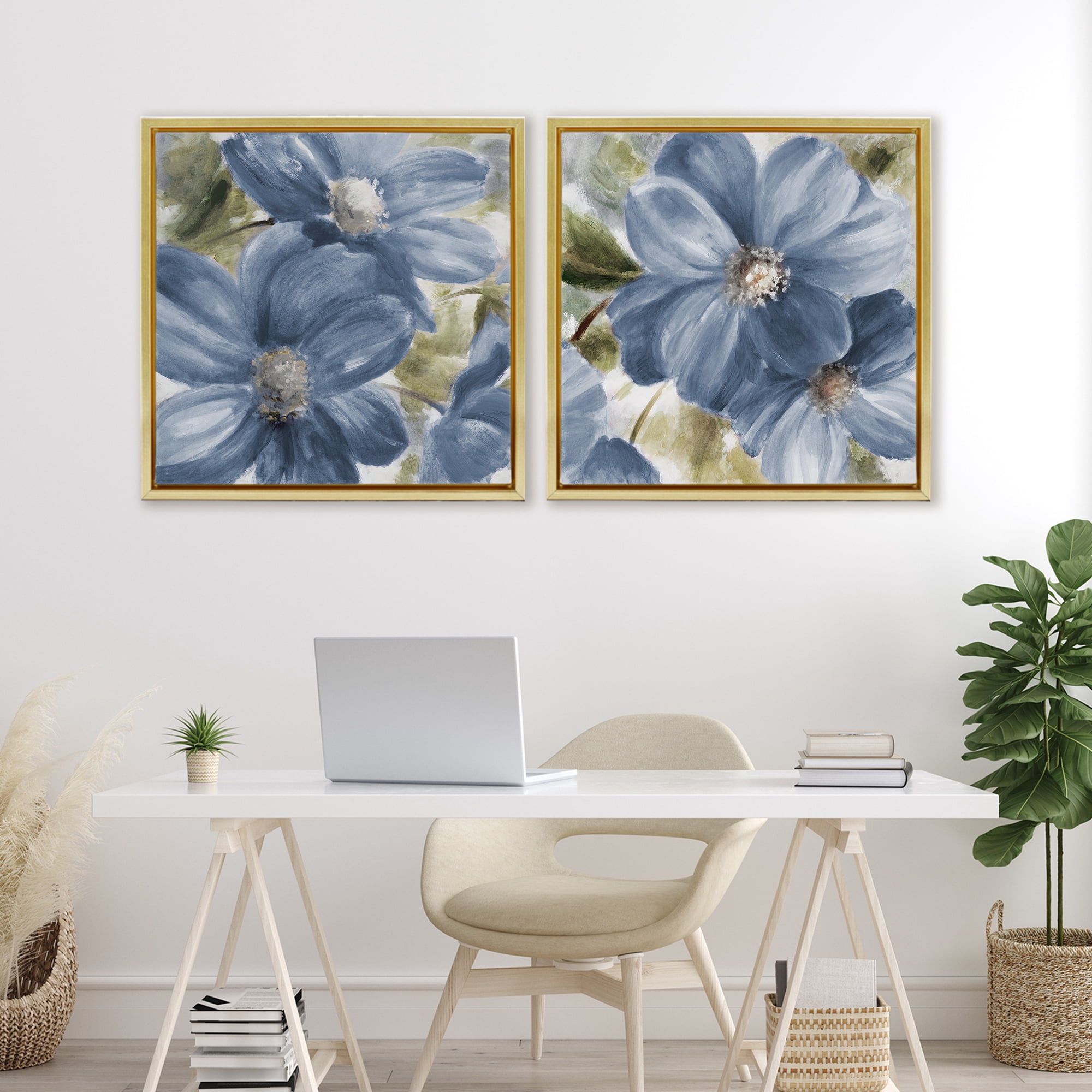 Stupell Industries Floral Walk in Beauty 2 Piece Gold Framed Floater Canvas Set, design by Lanie Loreth