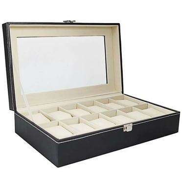 Luxury Watch Box 10 Velvet Pillow Slots, Premium Display Case With Luxury Watch Box 10 Velvet Pillow Slots, Premium Display Case With