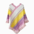 thumbnail image 2 of Mifelio Shawl Wraps for Women Nationl Print Colourful Splice Poncho with Tassels Knitted Shawl Scarf Fringed Wraps Pashminas Sweater Pullover Cape Sweater Tassel Hem Shawl Wrap Cloak Yellow, 2 of 4