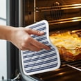 thumbnail image 3 of Navy Blue Striped Pot Holders for Kitchen Heatproof Potholder, 5 Pack Farmhouse Striped Geometric Art Hot Pads Multipurpose Oven Pads Cloth Potholders Trivet for Cooking Baking, 3 of 8