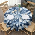 thumbnail image 3 of Blue White Tie Dye Mandala Pattern Round Tablecloth 60"x60",Wrinkle Wipeable Table Cloth for Kitchen Dining Room Picnic Patio Party, 3 of 6