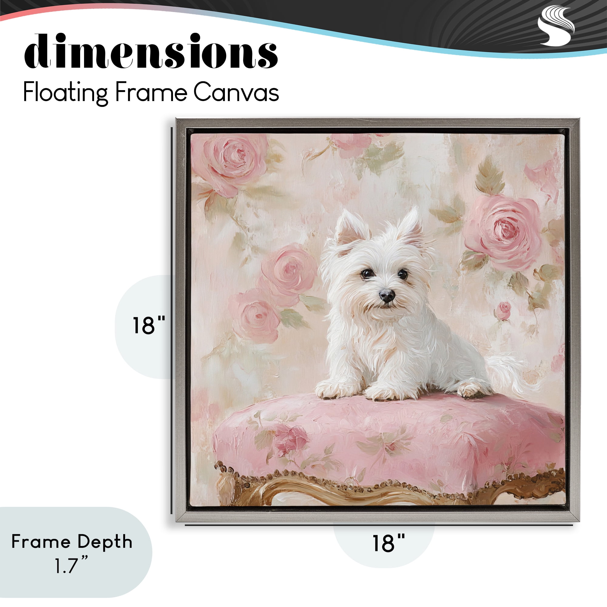 Stupell Industries Fancy Francesca Puppy Gray Framed Floater Canvas Wall Art, design by Tina LeCour