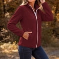 thumbnail image 5 of Feancey Womens Fleece Jackets Full Zip Stand Collar Lightweight Jacket Long Sleeve Casual Zip Up Cardigan Jackets Fall Outerwear with Pockets Wine XXL, 5 of 8