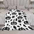 thumbnail image 5 of Halloween Flannel Fleece Blanket, Throw Soft Warm Fluffy Plush Blanket, Spider Webs Witch's Hat Black Bats and Decorated Pumpkins Print on Bed Couch Chair Living Room(30"x40",Halloween Happy), 5 of 6