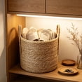 thumbnail image 4 of XKHHLH Seagrass Woven Storage Basket with Handles, Natural Handwoven Round Organizer Basket for Blankets, Toys, Towels, Laundry and Fireplace Wood Home Decor, 4 of 5