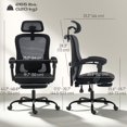 thumbnail image 2 of Ergonomic Mesh Office Chair with Adjustable Headrest and Lumbar Support, Reclining Computer Desk Chair with Retractable Footrest, Black, for Home Office and Study Room, 265 lbs, 2 of 7