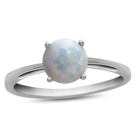 FJC Finejewelers 10k White Gold 7mm Solitaire Round Created Opal Ring