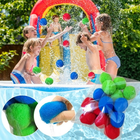 

Fufafayo kids christmas gifts 15pc Reusable Water Water Balls Balls Water Soaker Balls With Bag Soft Beach Balls Pool Water Toys Kids Adult Outdoor Water Fight Water