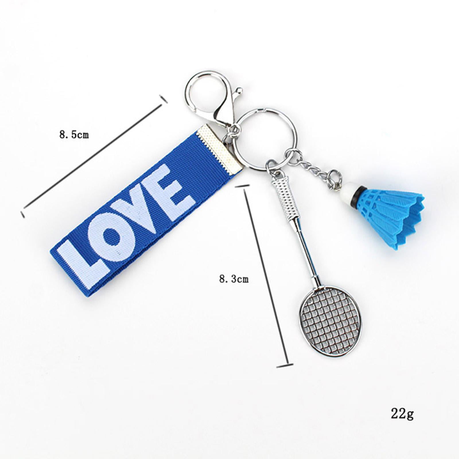 Great Gift 1 Pair Mini Badminton Keychain Key Ring Bag Pendant White 