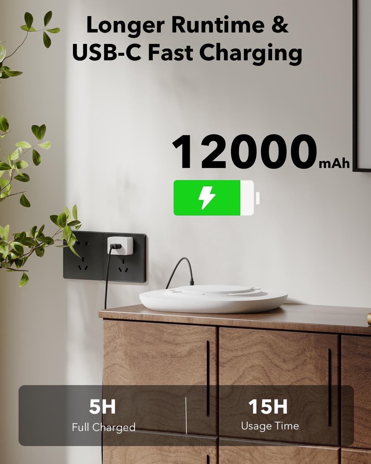 Tedmos IP54 Waterproof Shower Light Wireless, 12000mAh Rechargeable Motion Sensor Warm LED Ceiling Lights No Wiring with Remote Battery Operated for Indoor Closet Inside Bathroom