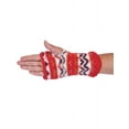 thumbnail image 5 of The Collection Royal Fingerless Hand Knitted Cozy Woolen Tribal Mitten Gloves Handwarmer Red, 5 of 8