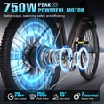 thumbnail image 3 of LoonFat 26" Electric Bike for Adult, Peak 750W Electric Mountain Bike with Removable Battery 36V 10.4Ah, 40 Miles Range(PAS), 20MPH, 7-Speed, Full Suspension, UL2849, 3 of 7