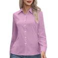thumbnail image 2 of TGSLY Women's Collared Button Down Tops Slim Fit V Neck Long Sleeve Dress Shirts Lightweight Soft Solid Color Tunic Blouses XXXXL, 2 of 9