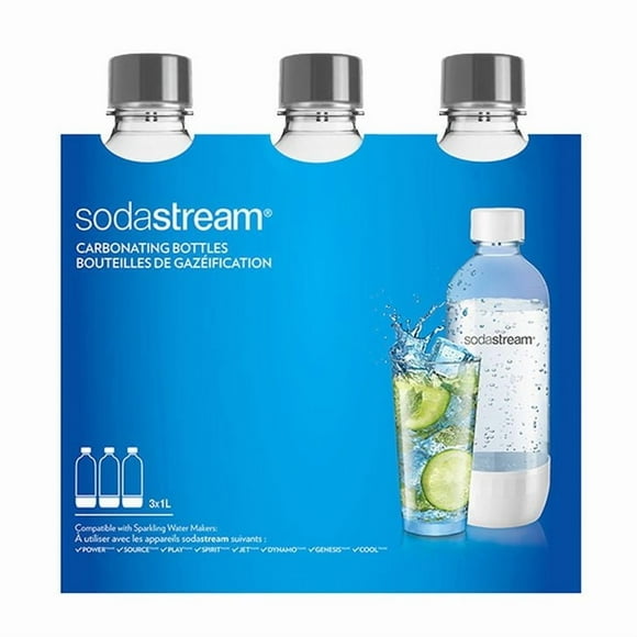 SodaStream 1L Standard Carbonating Bottle Grey, 3PK