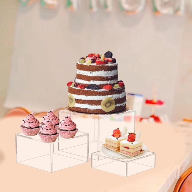 Elevadores de Buffet 3 uds Macarena Cubo Acrílico para Exhibición Elevadores Anidados Ahorro de Espacio