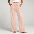 thumbnail image 6 of Linen Pants Women Casual Loose Drawstring Solid Color Wide Leg Cotton Linen Long Pants For A Relaxed Boho Everyday Look Women's Pants, 6 of 9