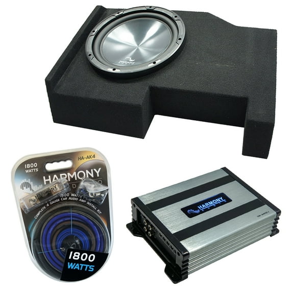 14-18 GMC Sierra Crew Cab Harmony HA-R104 Single 10 Sub Box HA-A400.1 Amp