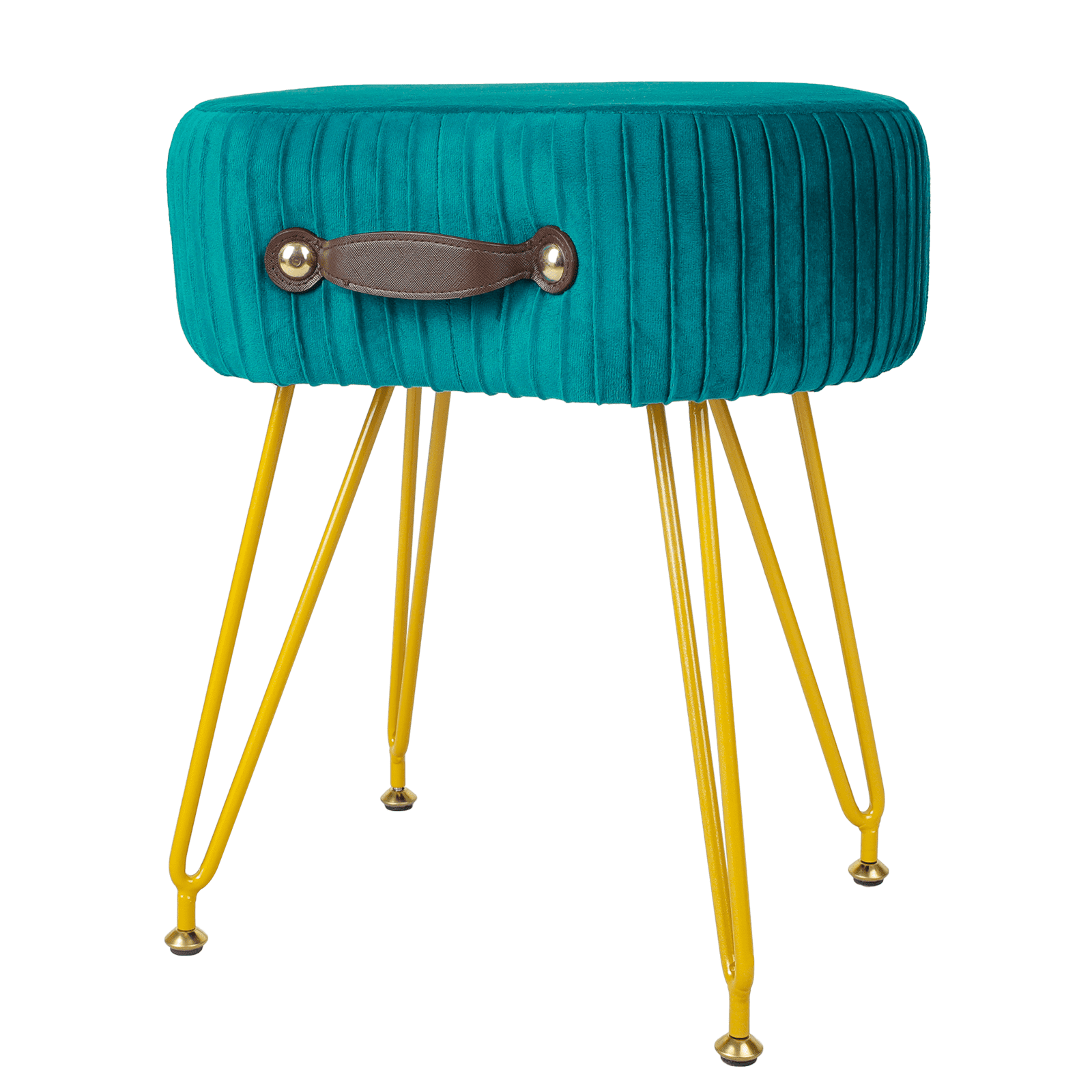 Velvet Vanity Stool Ottoman, Upholstered Pleated Makeup Chair