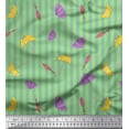 thumbnail image 1 of Soimoi Green Moss Georgette Fabric Umbrella & Stripe Printed Craft Fabric by the Yard 42 Inch Wide, 1 of 3