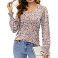 thumbnail image 3 of Fantaslook Womens Tops Dressy Blouses V Neck Puff Long Sleeve Tunic Tops Button Fall Shirts, 3 of 9