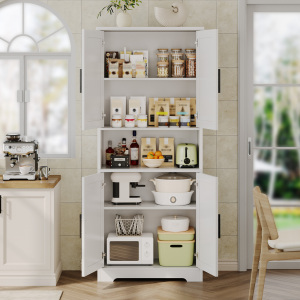 Pantry Cabinet,70" Tall Kitchen Pantry Cabinet with Doors and Adjustable Shelves, Freestanding Cupboard, Tall Storage Cabinet for Bathroom, Dining Room, Living Room