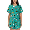 thumbnail image 1 of Fotbe Sushi Conjunto de Pijama Estampado para Mujer, 2 Piezas, Ropa de Dormir con Camiseta de Manga Corta y Shorts Suaves-Small, 1 of 6