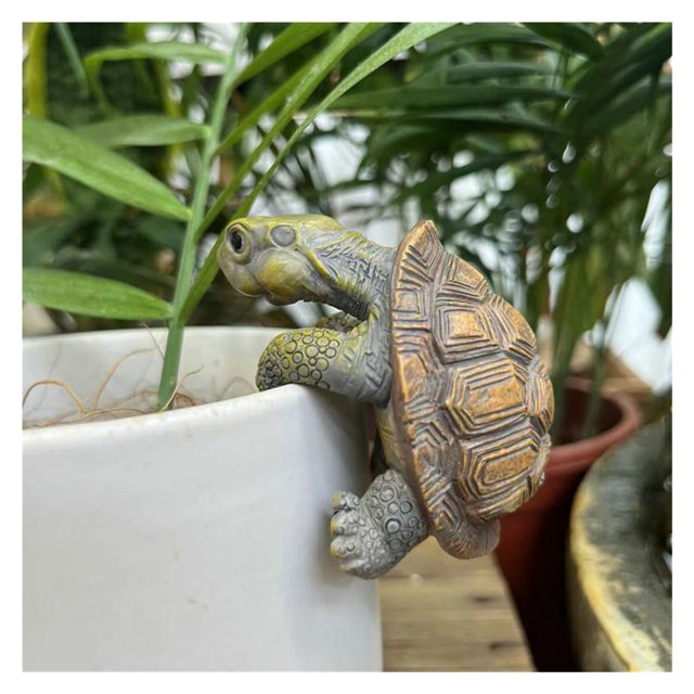 Colgador de maceta de tortuga de resina, escultura de maceta trepadora for adornos de jardín