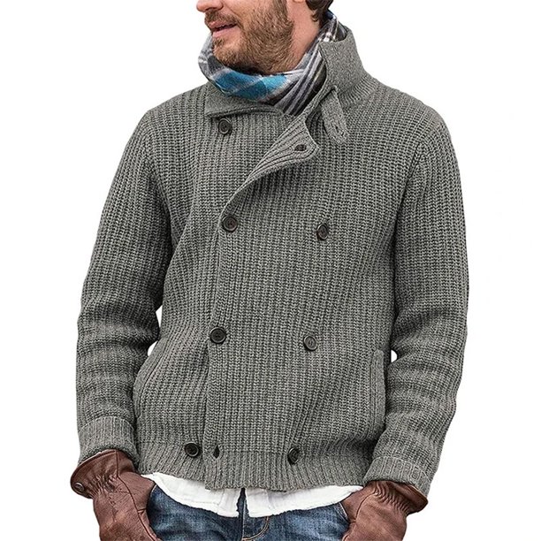 Cárdigan de punto grueso de invierno para hombre, estilo británico, chaqueta de suéter de moda sencilla, estilo europeo y americano