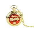 thumbnail image 5 of Trendy Zone 21 Fire Dept. Pocket Watch Gold Color Watch with Fire Truck and Maltese Cross Embossed Japanese Quartz Movement and Gift Box Memorable Gift for Men & Women, 5 of 9