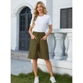thumbnail image 4 of Fancyglim Bermuda Shorts for Women Summer Casual Loose Comfy Knee Length Drawstring Beach Shorts with Pockets Green XL, 4 of 8