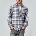 thumbnail image 3 of FDGIU Men's 2025 Plaid Flannel Shirt - Long Sleeve Button Down, Classic Pocket Casual Fall Top, 3 of 4