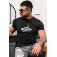 thumbnail image 1 of ABPHQTO Camiseta de manga corta ajustada con estampado de letras Shake de hombre de color negro, 1 of 5