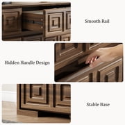 Laintene Farmhouse Dressers for Bedroom, 54 Wide 6 Drawer Dresser with Carved Panel Design, Large Storage Chest of Drawers for Bedroom, Living Room, Walnut