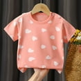 thumbnail image 2 of shoper Boys Shirt Round Neck Heart Print Short Sleeve T-Shirt Comfy Holidays Tops Toddler Boy Clothes Pink 90, 2 of 4