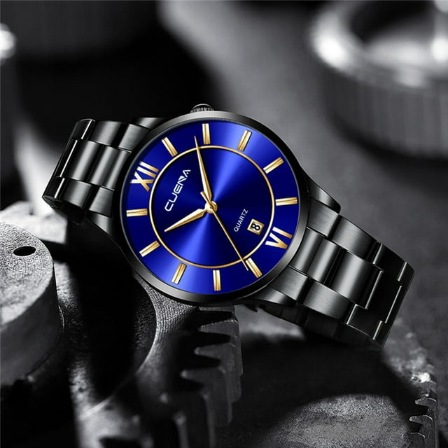 Men's Business Chronograph Watch with Stainless Steel Band and Date Display for