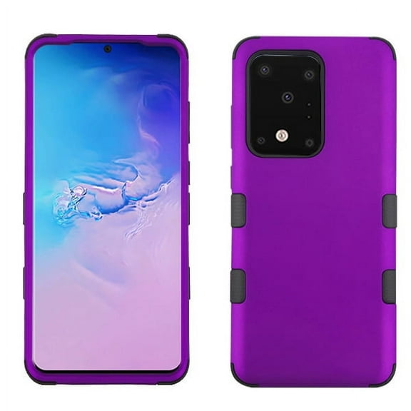 Samsung Galaxy S20 ULTRA (6.9") Phone Case 3 in 1 Hybrid Impact Armor Hard & Soft TPU Rubber Heavy Duty Rugged Bumper Shockproof Full Body Frame Protective PURPLE Cover for Samsung Galaxy S20 Ultra
