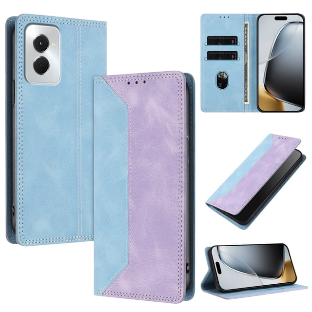 Funda FOXDOCK para Motorola Moto G Power 5G 2024 de Cuero Premium Bicolor con Ranuras RFID, Carcasa Tipo Billetera Antigolpes y Soporte Plegable