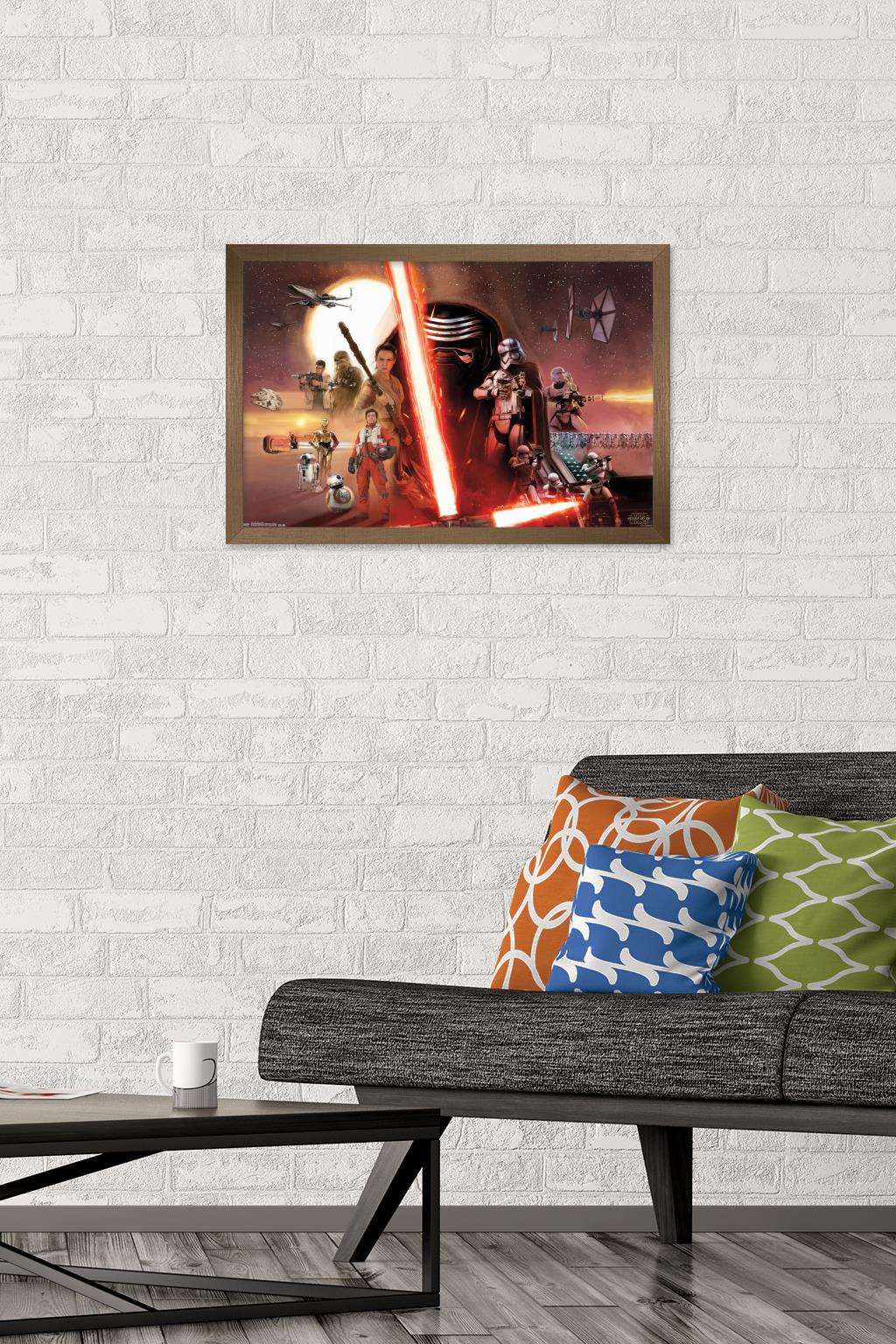 Star Wars: The Force Awakens - Group Wall Poster, 14.725" x 22.375", Framed