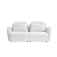 thumbnail image 6 of Loveseat Sofa with 2 Pillows, Modern Upholstered Accent Sofa Teddy Fabric Lazy Sofa, Comfy Sofa Couch for Living Room Bedroom Apartment, White, 6 of 8