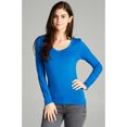 thumbnail image 3 of Emmalise Women's Junior and Plus Size Vneck Tshirt Long Sleeves Shirt Tee, 3xl, Turquoise, 3 of 4