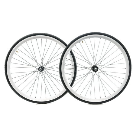 700c Aluminum Alloy Single Speed Freewheel Bike Wheelset + Tires / Tubes
